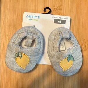 Carter's Child of Mine Lemon Design Baby Slippers Shoes Newborn